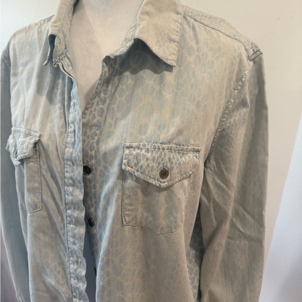 Vintage Havana Light Blue Animal Print Zip Back Button Up Shirt Size S - Picture 6 of 10